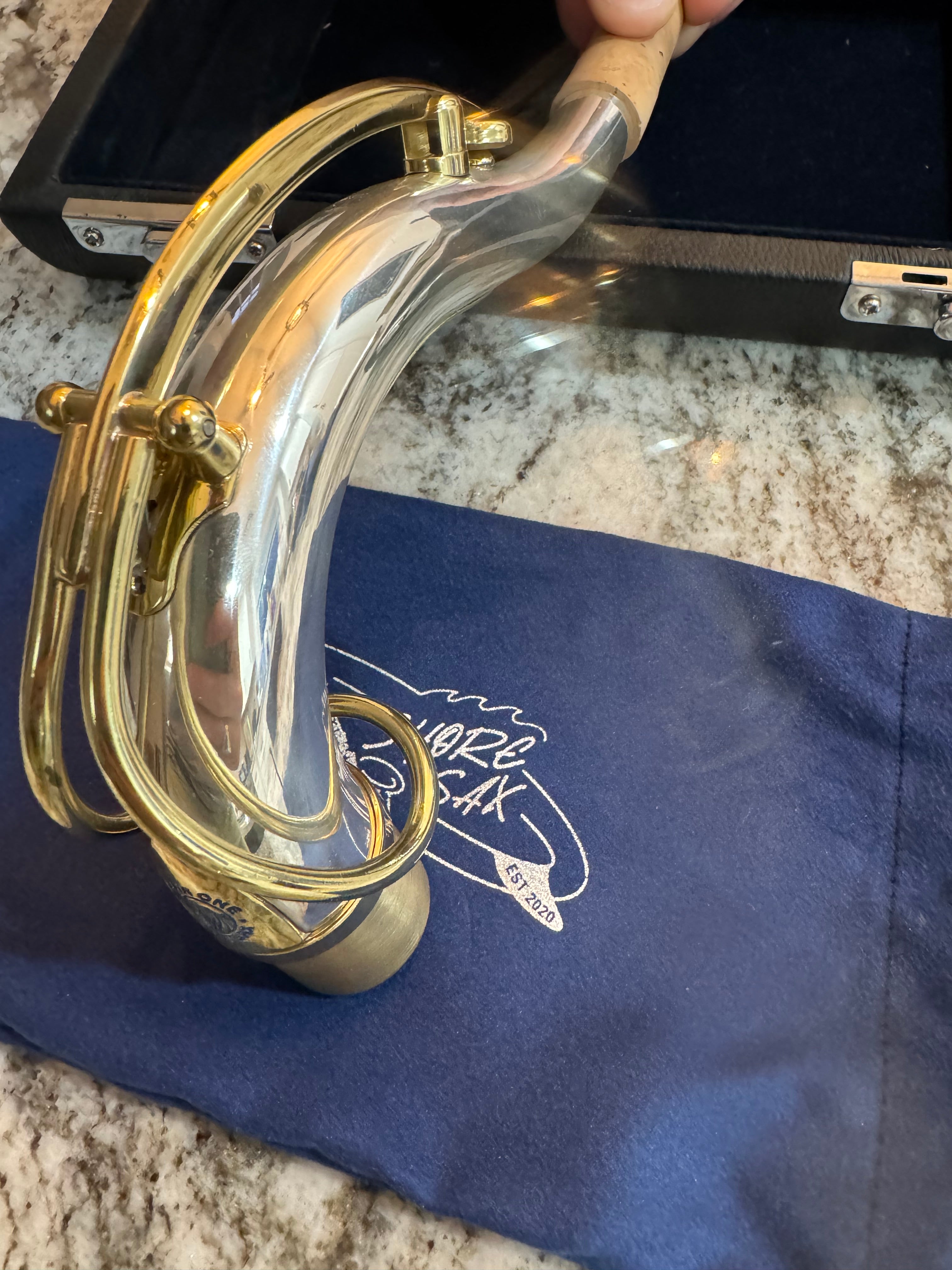 SHORE SAX Mark ONE Neck for Tenor Saxophone: Solid Silver (5 digit Sizing)